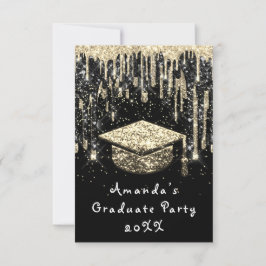 Afstuderen Drip Glitter Burgund Gold Black Kaart