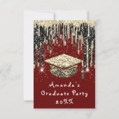 Afstuderen Drip Glitter BurgundGold-Confetti Kaart (Achterkant)