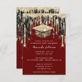 Afstuderen Drip Glitter BurgundGold-Confetti Kaart (Voorkant / Achterkant)