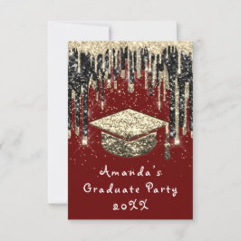 Afstuderen Drip Glitter BurgundGold-Confetti Kaart