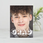 Afstuderen drive by party Photo Cool White Script Kaart (Staand voorkant)