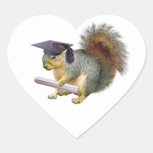 Afstuderen eekhoorn kruideniersticker hart sticker
