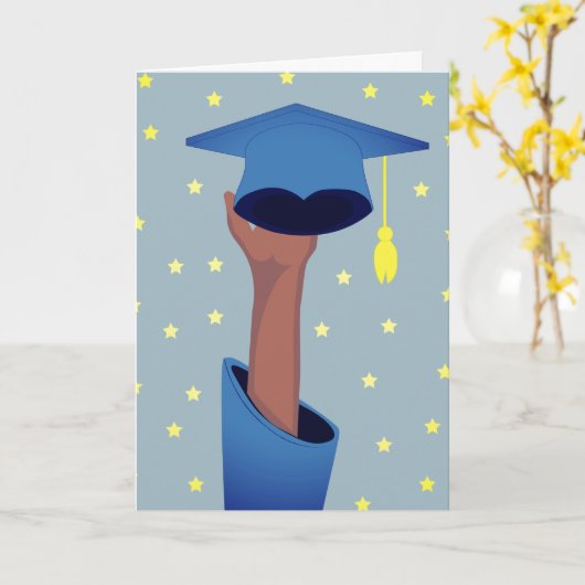 Afstuderen een Afstuderen Pet met sterblauw Kaart (Gele Bloem)