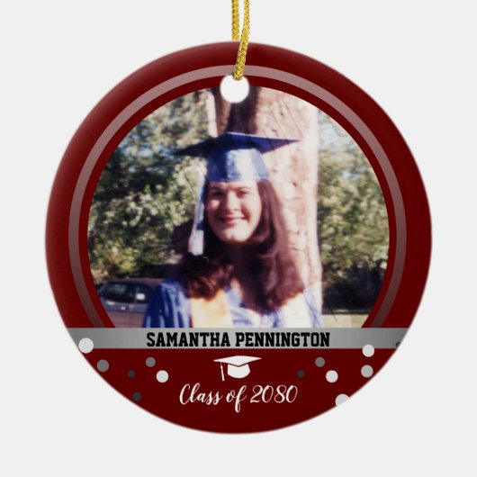 Afstuderen Eén Confetti van de Foto Keramisch Ornament (Voorkant)