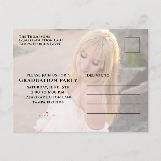 Afstuderen een minimalistisch, eenvoudig, modern,  uitnodiging briefkaart (Achterkant)