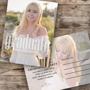 Afstuderen een minimalistisch, eenvoudig, modern,  uitnodiging briefkaart