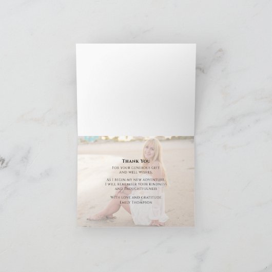 Afstuderen Eenvoudig Dank u Foto Kaart (Binnen)