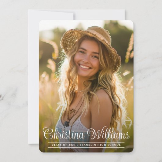 Afstuderen Eenvoudig Elegant Modern Photo Afstuder Aankondiging (Voorkant)