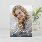 Afstuderen eenvoudig elegant twee foto afstuderen kaart (Staand voorkant)