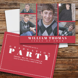 Afstuderen Eenvoudig kardinaal rood met multi-foto Kaart