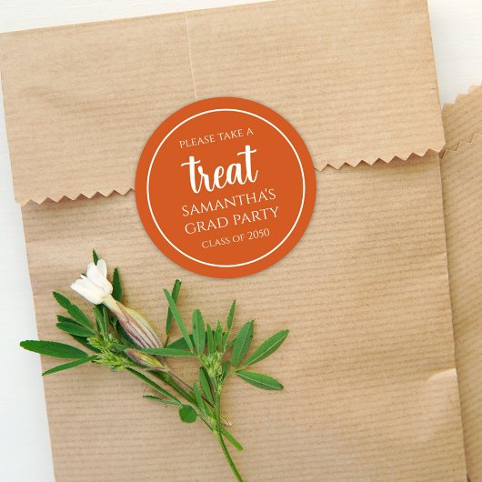 Afstuderen Eenvoudig Minimalistisch Oranje Manuscr Ronde Sticker