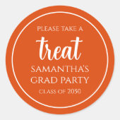 Afstuderen Eenvoudig Minimalistisch Oranje Manuscr Ronde Sticker (Voorkant)