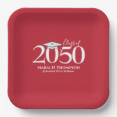 Afstuderen Eenvoudig minimalistisch rood karton ja Papieren Bordje (Voorkant)