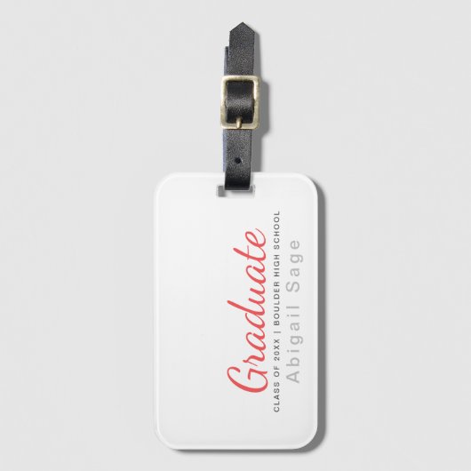 Afstuderen Eenvoudig modern, minimalistisch Afstud Bagagelabel (Voorkant (verticaal))