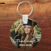 Afstuderen Eenvoudig Modern Script Custom Photo Be Sleutelhanger (Voorkant)