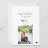 Afstuderen eenvoudig modern script foto afstuderen bedankkaart (Achterkant)