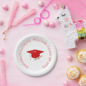 Afstuderen, Eenvoudig, Rood en Wit, Afstudeerhoed, Papieren Bordje (Feest)