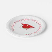 Afstuderen, Eenvoudig, Rood en Wit, Afstudeerhoed, Papieren Bordje (Gekanteld)