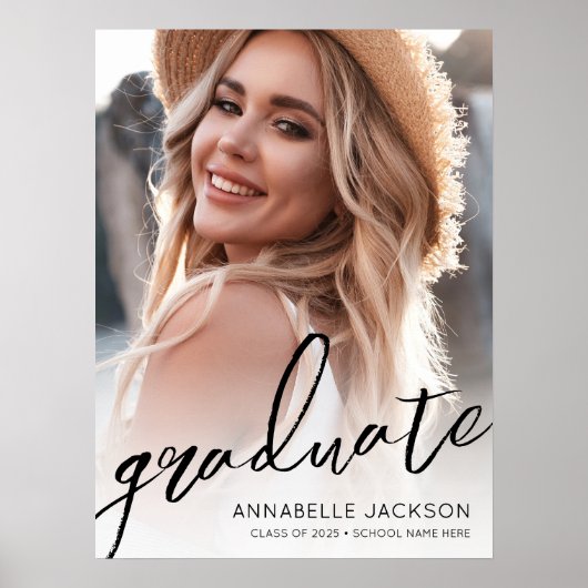 Afstuderen Eenvoudig Script Foto Graduation Party  Poster (Voorkant)