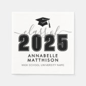 Afstuderen eenvoudig zwart wit Afstuderen Servet (Voorkant)