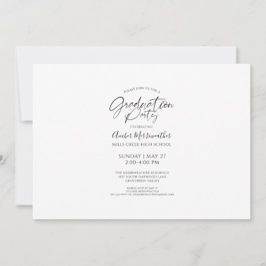 Afstuderen Eenvoudige Chic White Script Photo Part Kaart (Achterkant)