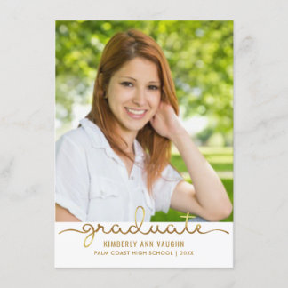 Afstuderen Eenvoudige DIY Gold Stripe flatkaart Aankondiging