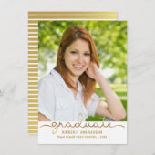 Afstuderen Eenvoudige DIY Gold Stripe flatkaart Aankondiging (Voorkant / Achterkant)