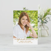 Afstuderen Eenvoudige DIY Gold Stripe flatkaart Aankondiging (Staand voorkant)