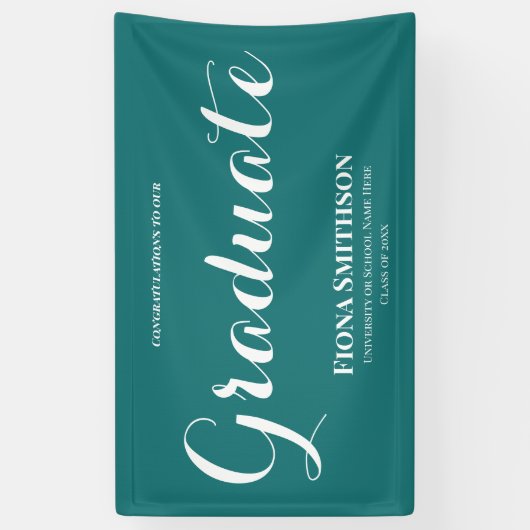 Afstuderen Eenvoudige Elegante Groene Openlucht Spandoek (Verticaal)