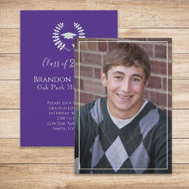 Afstuderen eenvoudige elegante Paarse laurierblade Kaart