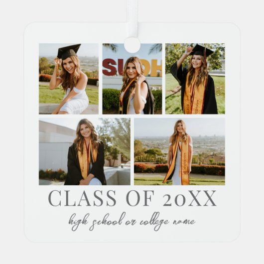 Afstuderen eenvoudige elegante script Afstuderen f Metalen Ornament (Achterkant)