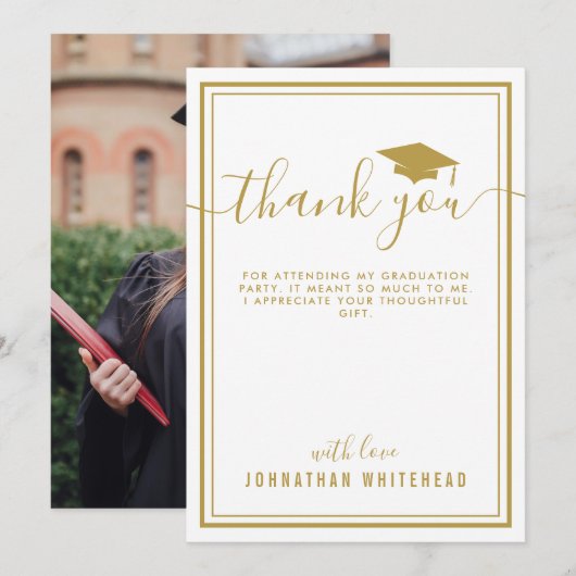 Afstuderen Eenvoudige foto Bedankkaart (Voorkant / Achterkant)