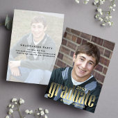 Afstuderen Eenvoudige foto Zwart en Goud Typografi Kaart