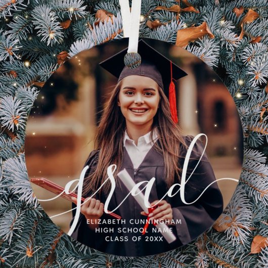 Afstuderen Eenvoudige Moderne Klassieke Foto van h Metalen Ornament