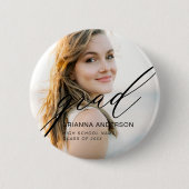 Afstuderen eenvoudige moderne script minimalistisc ronde button 5,7 cm (Voorkant)