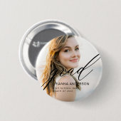 Afstuderen eenvoudige moderne script minimalistisc ronde button 5,7 cm (Voorkant /achterkant)