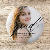 Afstuderen eenvoudige moderne script minimalistisc ronde button 5,7 cm