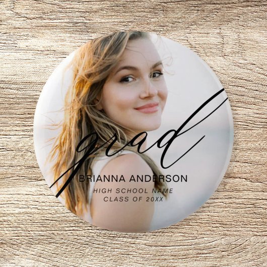 Afstuderen eenvoudige moderne script minimalistisc ronde button 5,7 cm