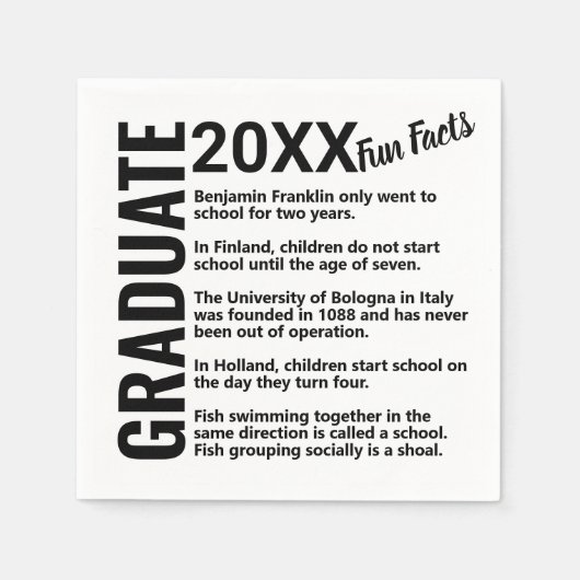 Afstuderen eenvoudige, moderne zwarte en witte vlo servet (Voorkant)