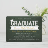 Afstuderen Eenvoudige Ribbon Chalkboard Graduation Kaart (Staand voorkant)