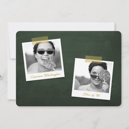 Afstuderen Eenvoudige Ribbon Chalkboard Graduation Kaart (Achterkant)