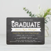 Afstuderen Eenvoudige Ribbon Chalkboard Graduation Kaart (Staand voorkant)