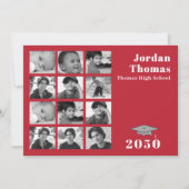 Afstuderen Eenvoudige Rode QR-code voor multi-foto Kaart (Voorkant)