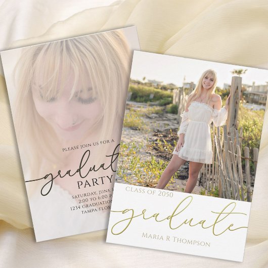 Afstuderen Eenvoudige Stijlvolle Moderne Gouden Ty Kaart