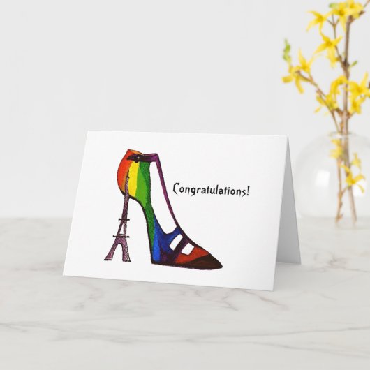 Afstuderen Eiffel Tower Shoe Kaart (Gele Bloem)