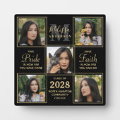 Afstuderen Elegant 5 Afbeelding Black Gold Afstude Fotoplaat (Voorkant)