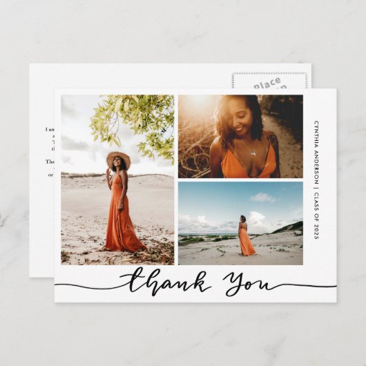 Afstuderen Elegant Bedankt Script Afstudeerder Fot Briefkaart (Voorkant / Achterkant)