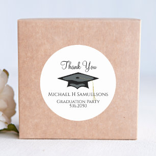Afstuderen Elegant Black en Gold Hartelijk dank Ronde Sticker