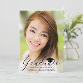 Afstuderen Elegant Black Script Afstudeerder Pet F Aankondiging (Staand voorkant)