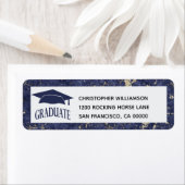 Afstuderen Elegant Blue White Marble Etiket (Insitu)
